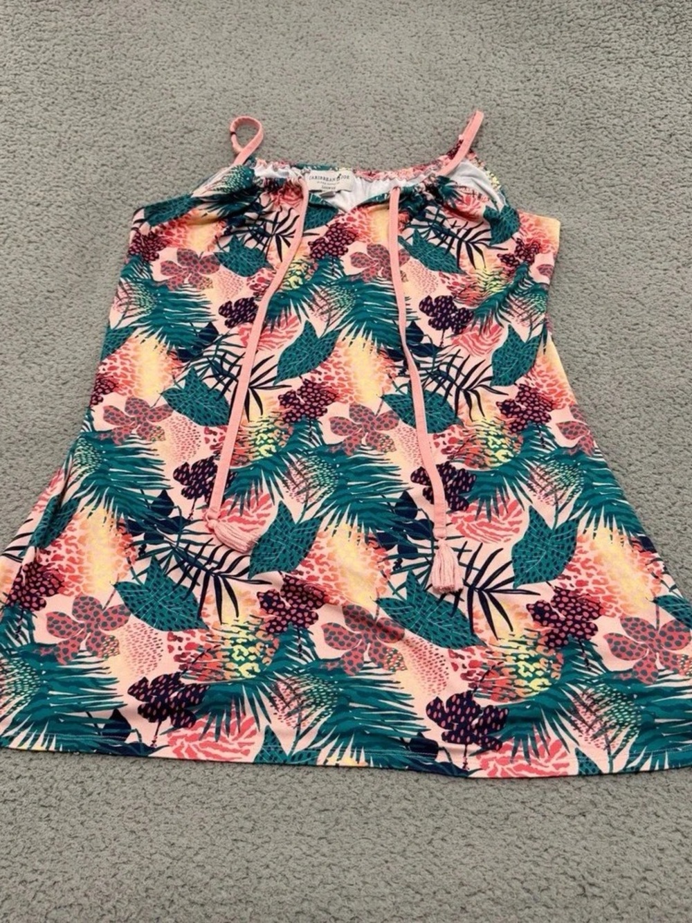 Caribbean Joe Pink & Teal Tropical Tank Dress for Girls